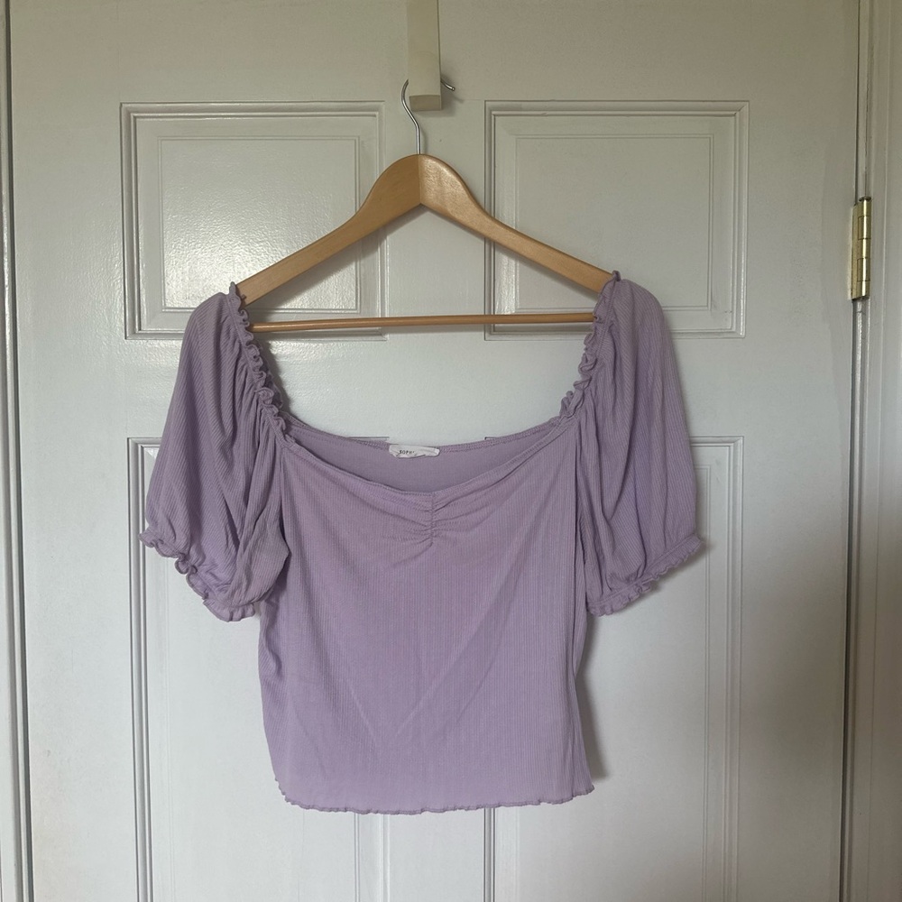 SOPHIE RUE lavender crop top with cap sleeves